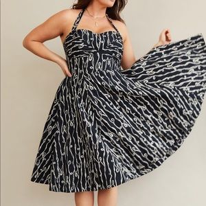 Anthropologie halter/strapless fit and flare dress